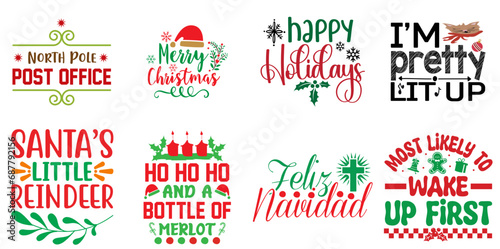 Christmas and Winter Labels And Badges Set Christmas Vector Illustration for Postcard  Mug Design  Announcement