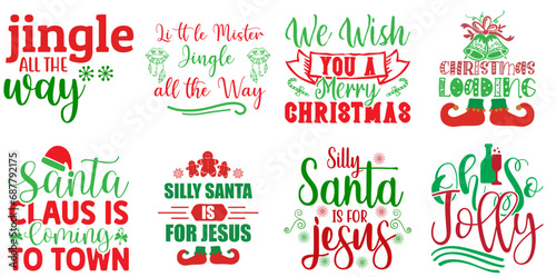 Merry Christmas and New Year Calligraphy Bundle Christmas Vector Illustration for Advertising  Postcard  Greeting Card