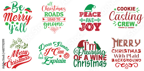Merry Christmas Labels And Badges Set Christmas Vector Illustration for Postcard  Label  Magazine