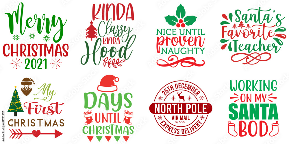 Merry Christmas and Happy New Year Typographic Emblems Collection Christmas Vector Illustration for Icon, Logo, Greeting Card Merry Christmas and Happy New Year Typographic Emblems Collection Christmas Vector Illustration for Icon, Logo, Greeting Card