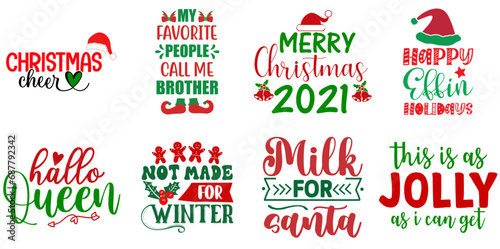 Christmas and New Year Quotes Set Christmas Vector Illustration for Poster  Newsletter  Book Cover