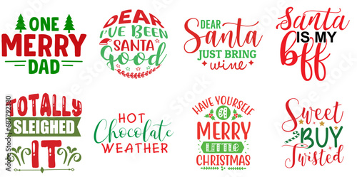 Christmas and Holiday Calligraphic Lettering Set Christmas Vector Illustration for Presentation  Printable  Brochure