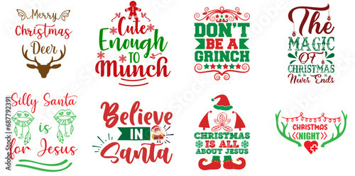 Merry Christmas and Happy Holiday Labels And Badges Bundle Christmas Vector Illustration for Vouchers, Advertising, Motion Graphics