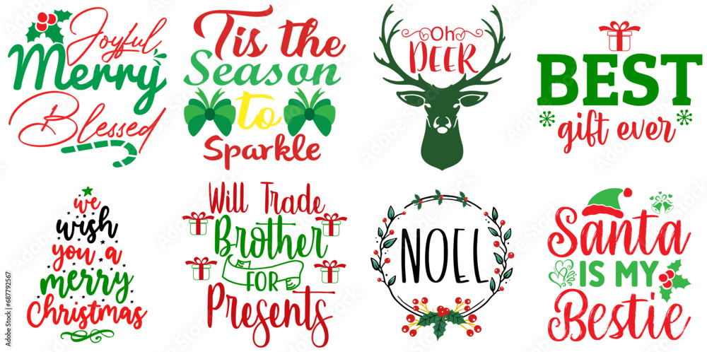 Fototapeta premium Merry Christmas and Winter Calligraphy Collection Christmas Vector Illustration for Stationery, Motion Graphics, Postcard