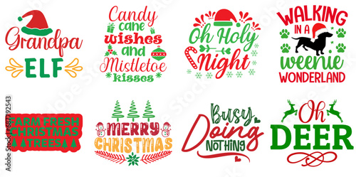 Christmas and Holiday Quotes Set Christmas Vector Illustration for Poster, Infographic, Vouchers