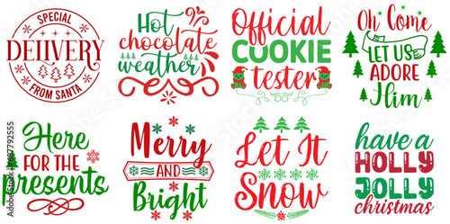 Christmas and Winter Hand Lettering Set Christmas Vector Illustration for Newsletter  Wrapping Paper  Postcard