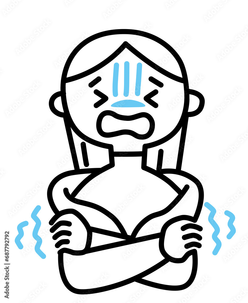 冷え性の女性のイラスト
