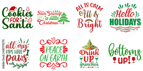 Merry Christmas and Happy Holiday Inscription Collection Christmas Vector Illustration for Infographic  Social Media Post  Stationery