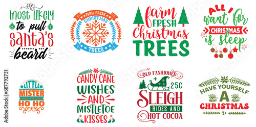 Merry Christmas and Winter Typographic Emblems Collection Christmas Vector Illustration for Label, Flyer, Motion Graphics
