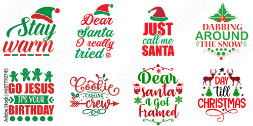 Merry Christmas and New Year Labels And Badges Set Christmas Vector Illustration for Gift Card, Icon, T-Shirt Design