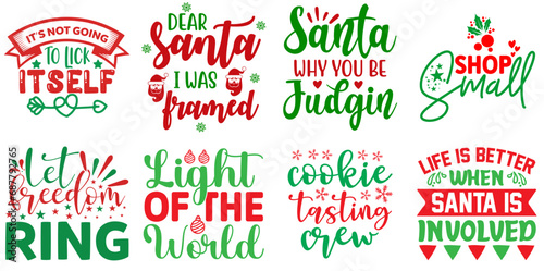 Christmas Festival and Winter Holiday Hand Lettering Collection Christmas Vector Illustration for Logo, T-Shirt Design, Gift Card