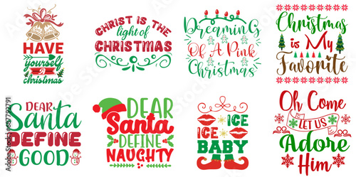 Happy Holiday and Winter Hand Lettering Set Christmas Vector Illustration for Motion Graphics, Holiday Cards, Bookmark