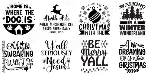 Holiday Celebration and Winter Calligraphy Collection Christmas Black Vector Illustration for Printable, Brochure, Icon
