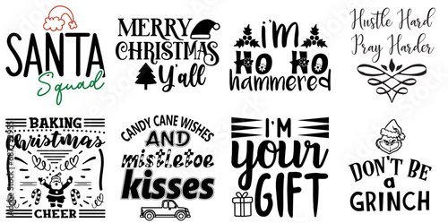 Christmas and Holiday Invitation Collection Christmas Black Vector Illustration for Brochure, Flyer, Social Media Post