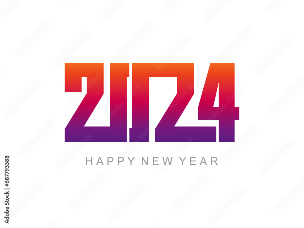 2024 happy new year logo design vector