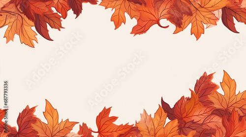 Beautiful autumn leaves decorative seamless border flower. Generative AI
