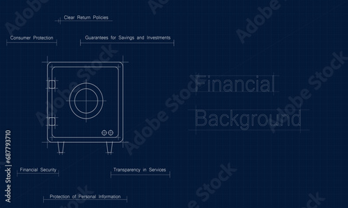 Sophisticated safe deposit box illustration background, making it ideal for projects related to banking, financial security, and valuable item storage.