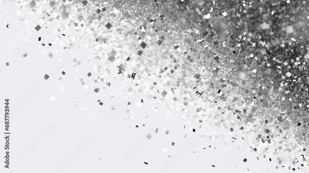 Glitter confetti snow falling from the side . Generative AI