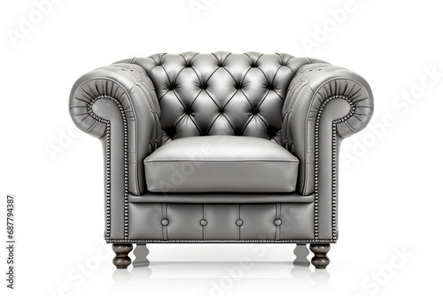 grey leather armchair isolated on a white background