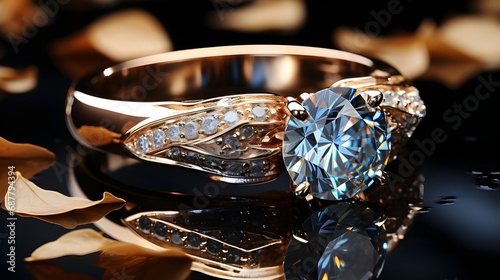 Ring with diamonds Generative AI photo