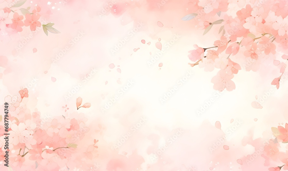 Beautiful watercolor pink cherry blossom illustration, Generative AI Beautiful watercolor pink cherry blossom illustration, Generative AI