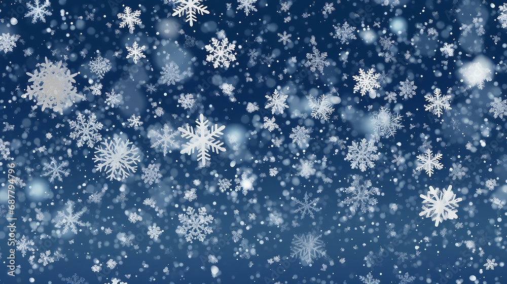 Snow falling background of sparkling snowfall. 