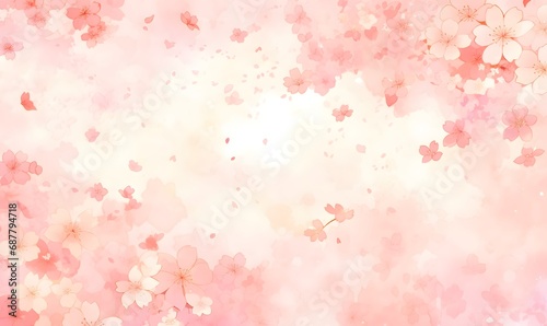 Beautiful watercolor pink cherry blossom illustration, Generative AI