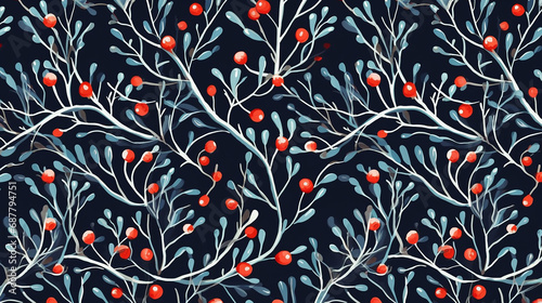 Wallpaper Mural Seamless pattern with branches Christmas and new year.  Torontodigital.ca