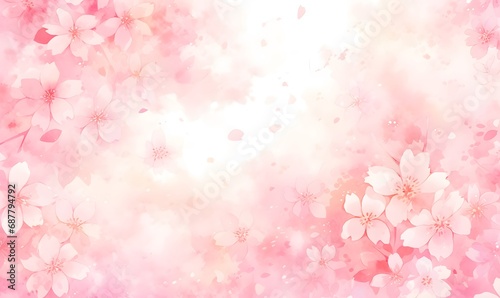 Beautiful watercolor pink cherry blossom illustration, Generative AI