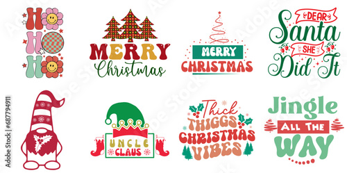 Christmas and Holiday Labels And Badges Bundle Retro Christmas Vector Illustration for Newsletter, Postcard, Greeting Card