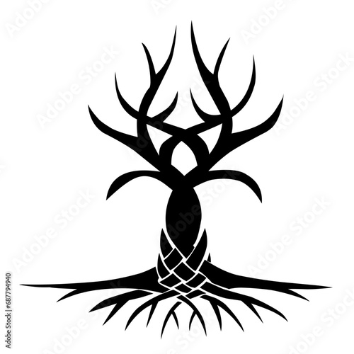ead trees, trees without leaves, trees with crossed roots, trees with roots and branches, trees standing upright
