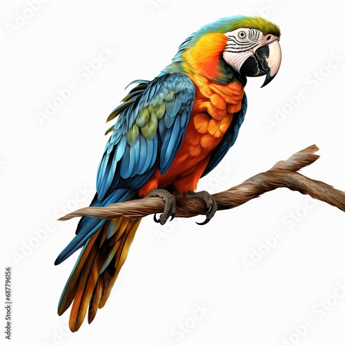 Harlequin Macaw full body, on white background