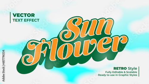 Sun Flower editable long shadow 3d retro text effect
