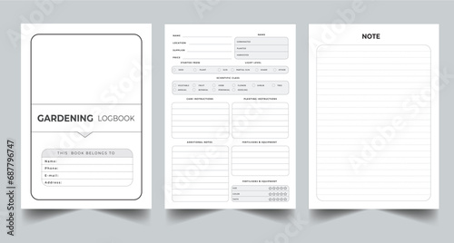Editable Gardening Log Book Planner Kdp Interior printable template Design.