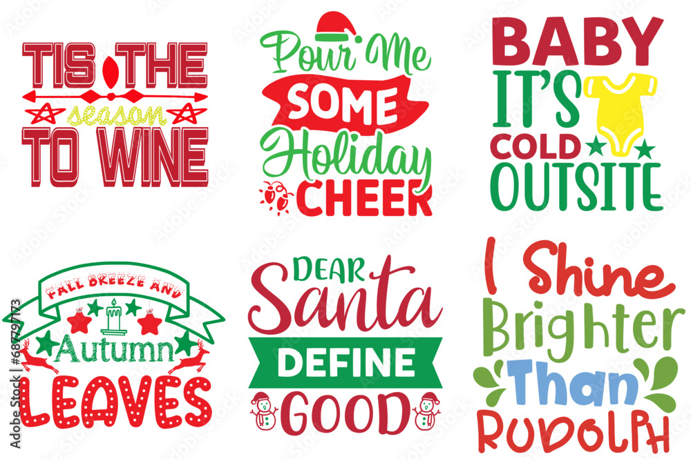 Holiday Celebration and Winter Quotes Collection Christmas Vector Illustration for Mug Design, Advertisement, Advertising