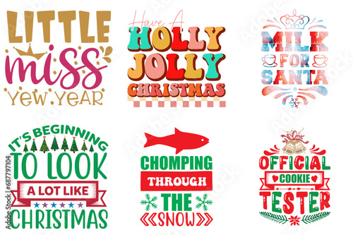 Merry Christmas and Winter Labels And Badges Bundle Christmas Vector Illustration for Magazine, Banner, Book Cover