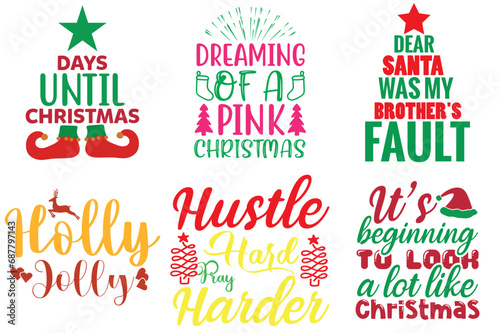 Christmas and New Year Invitation Set Christmas Vector Illustration for T-Shirt Design  Postcard  Printable