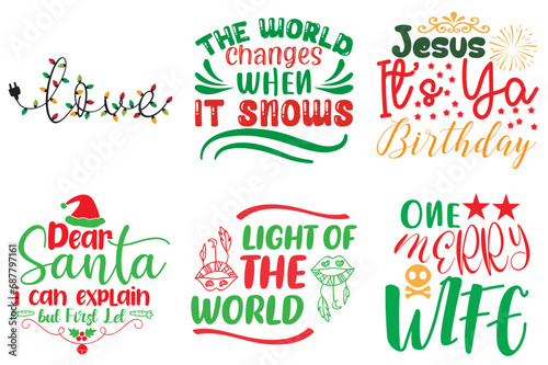 Merry Christmas Calligraphy Collection Christmas Vector Illustration for Stationery, Printable, Advertising photo