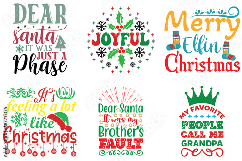Merry Christmas and New Year Calligraphic Lettering Set Christmas Vector Illustration for Packaging  Vouchers  Label