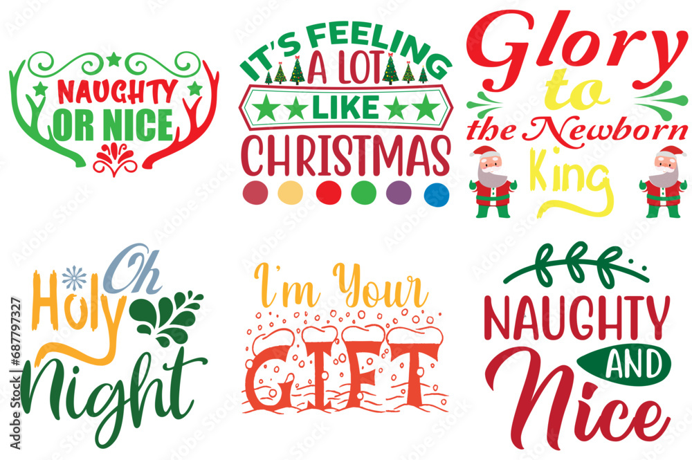 Christmas Festival and Winter Holiday Labels And Badges Set Christmas Vector Illustration for Social Media Post, Wrapping Paper, Decal