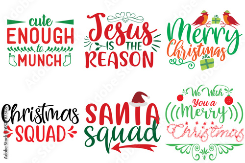 Christmas Festival and Winter Holiday Phrase Collection Christmas Vector Illustration for Advertising  Banner  Sticker