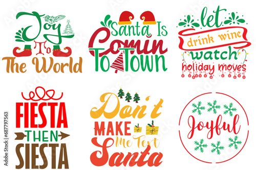 Happy Holiday and Winter Calligraphic Lettering Set Christmas Vector Illustration for Mug Design, Packaging, Advertisement photo