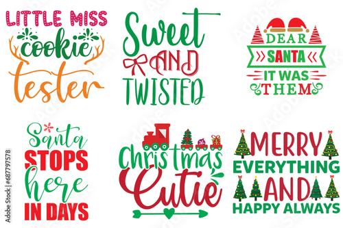 Christmas Festival and Winter Holiday Quotes Collection Christmas Vector Illustration for Icon, Printable, Logo