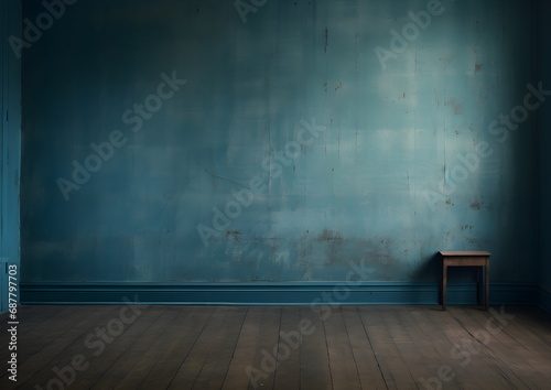 Simple room, blue Wall, laminate Floor © ABDULRAHMAN