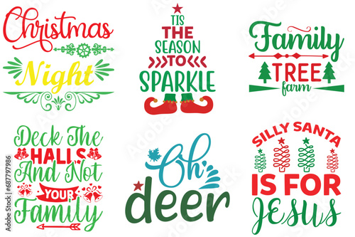 Holiday Celebration and Winter Typographic Emblems Set Christmas Vector Illustration for Newsletter, Bookmark, Mug Design