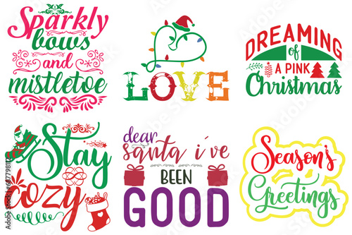 Christmas and Holiday Typographic Emblems Collection Christmas Vector Illustration for Brochure  Greeting Card  Printable