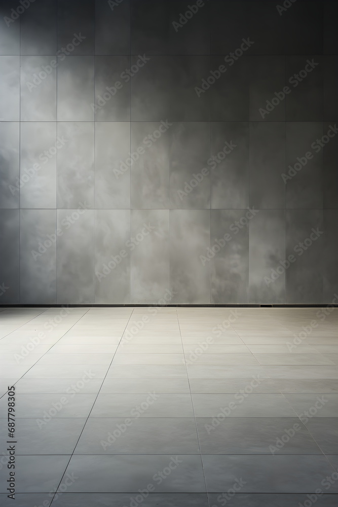 Simple room, gray Wall, tiled Floor Simple room, gray Wall, tiled Floor
