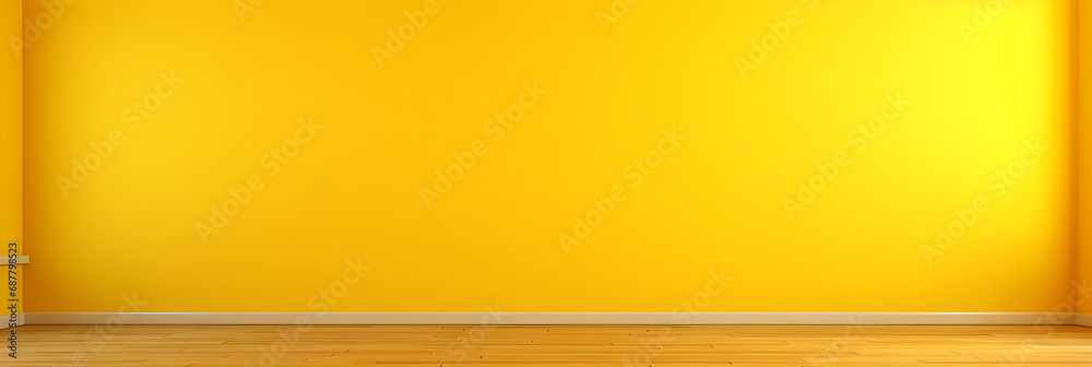 Simple room, lemon color Wall, carpeted Floor