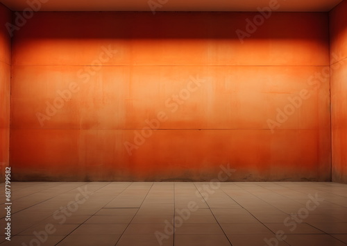 Simple room, orange Wall, concrete Floor © ABDULRAHMAN