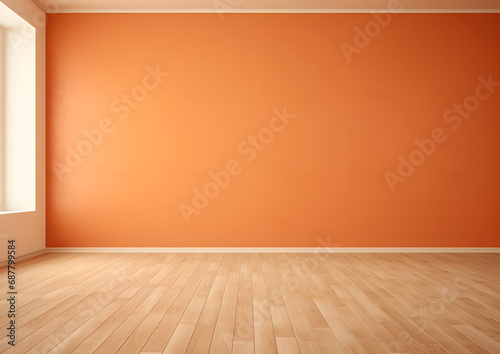 Simple room  orange Wall  laminate Floor